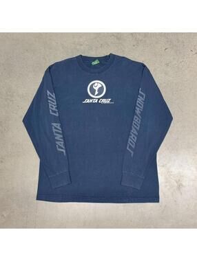 Vintage Santa Cruz Snowboards Longsleeve T-Shirt Size XL Navy Surf Skate 90s Y2K